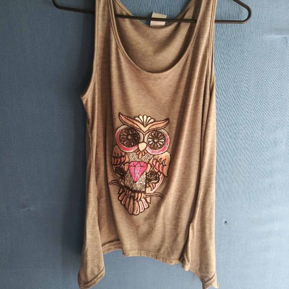Lida Collection Women's Size S/M Owl Tank Top